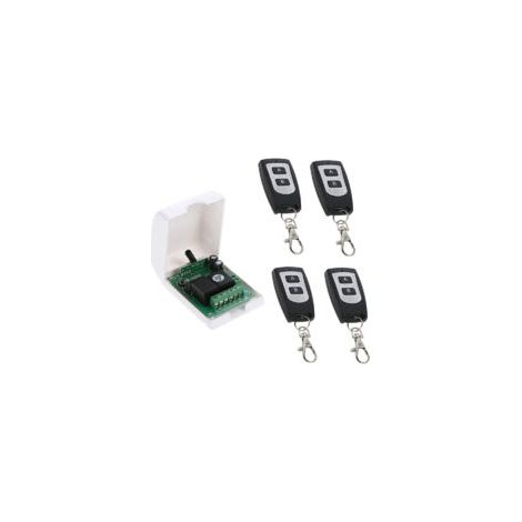 Contrôleur de moteur DC 12V DC, Commutateur de télécommande sans fil RF 433Mhz Récepteur de relais avec 4 émetteurs, pour la rotation avant et arrière des moteurs, porte de porte, volet roulant- Crezu (1/4)