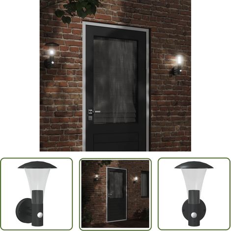 The Living Store Außenwandleuchte mit Bewegungsmelder Schwarz Edelstahl - Outdoor-Beleuchtung - Wandleuchte - Bewegungsmelder - Edelstahl - IP44 (1/5)