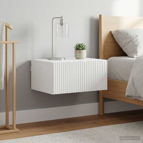 vidaXL Mobiletto da notte a muro 2 pcs Bianco Lucido 49 x 34,5 x 20 cm