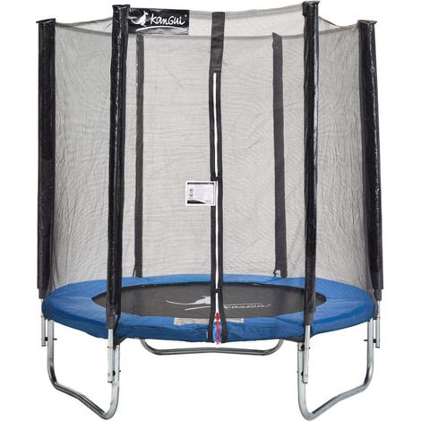 Trampoline KANGUI - BLEU Ø 180‑183 cm – Enfant – Filet de sécurité – Certification CE & NF EN 71–14 (1/4)