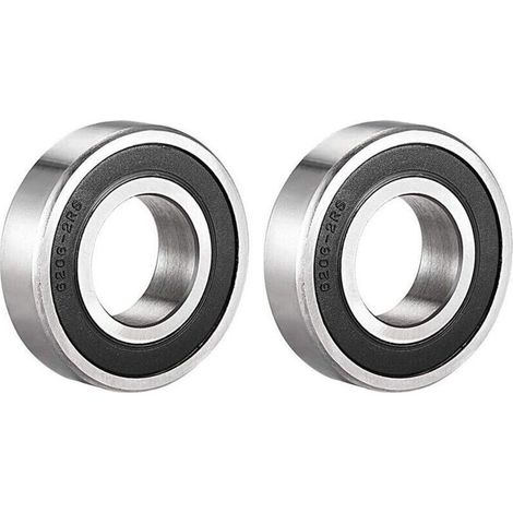 Roulements à billes étanches 6206-2RS (lot de 2), 30 x 62 x 16 mm, prélubrifiés, double étanchéité, en acier chromé, roulement à billes à gorge profonde 6206RS