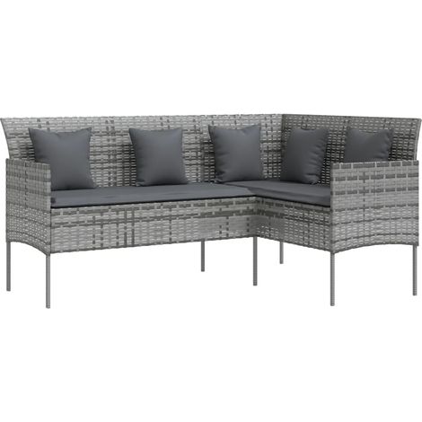 Maison Exclusive - Sofa in L-Form mit Kissen Poly Rattan Grau
