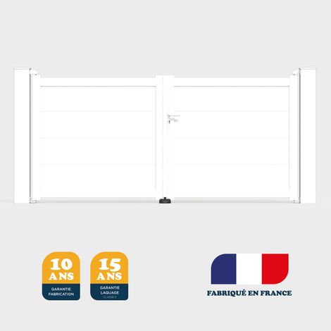 Portail battant prêt à poser MARYN Blanc 9016 L306 cm X 135cm en aluminium BELTY (1/4)