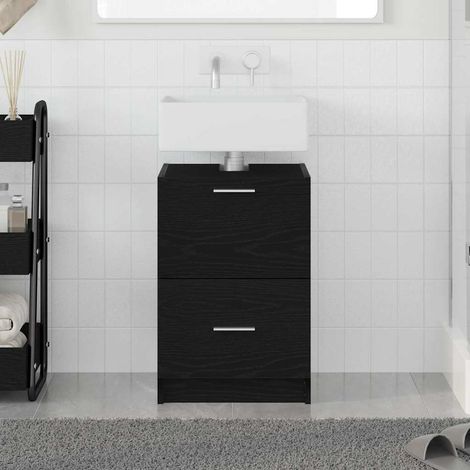 Badezimmerschrank mit Tür Schwarz Eichen-Optik 40 x 37 x 59 cm