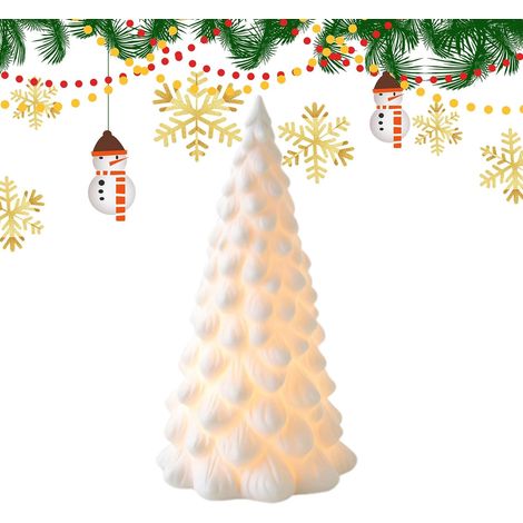 Sapin de Noël en Céramique Lumineux Ornement De Table en Céramique Arbre Noël Lumineux Accessoires Pour Fête, Décoration Intérieure Pour Comptoir, Tablette Cheminée, Rebord Fenêtre, (1/5)