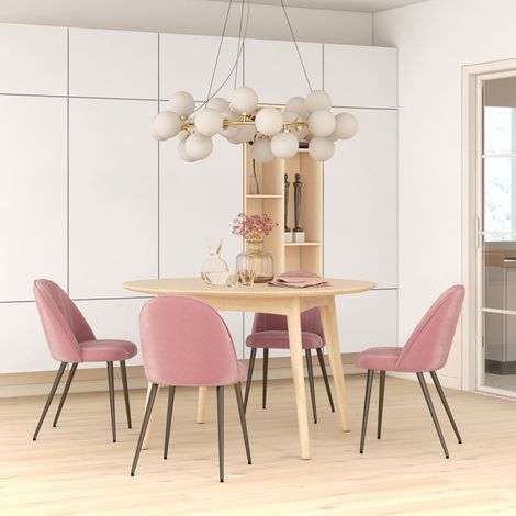 Pack de 4 Sillas de Comedor Modernas Sillas de Cocina Tapizada en Terciopelo con Respaldo Alto 50x56x83 cm Rosa Palo (1/5)