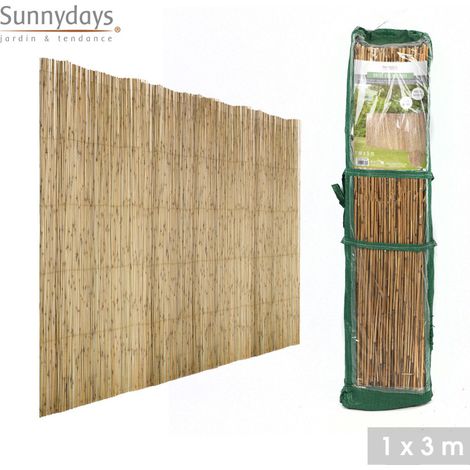 Brise vue rouleau en canisse "Mon Jardin" - Beige - H 100 x L 300 cm - Livraison gratuite
