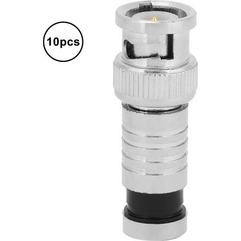 10 pièces connecteur BNC mâle à compression FR coaxial Q9 pour câble RG59 systèmes CCTV (1/5)