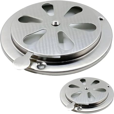 2 Pièces Rosette d’aération en acier inoxydable réglable, grille de ventilation ronde 125 mm pour fumoir, bateau, maison et yacht (1/5)