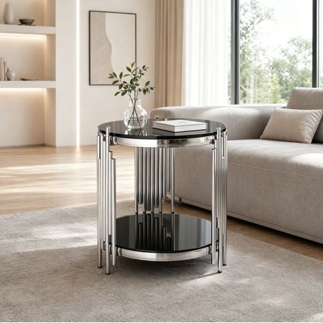 Tisch Wohnzimmertisch rund mit Stauraum 45 cm OKMYHOME (1/5)