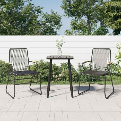 Chaises de jardin-Chaise de terrasse-Chaise d'extérieur lot de 2 noir 58x59x85,5 cm Rotin PVC (1/5)