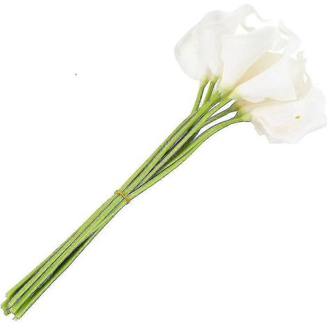 Bouquet de mariée Calla Bridal, 10 têtes, latex, toucher réaliste, Kc51, blanc-FFY (1/5)