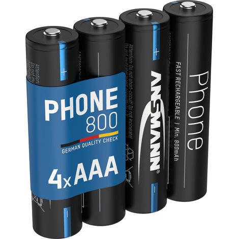 ANSMANN Telefon Akku AAA 800mAh 1,2V, 4 Stück, DECT
