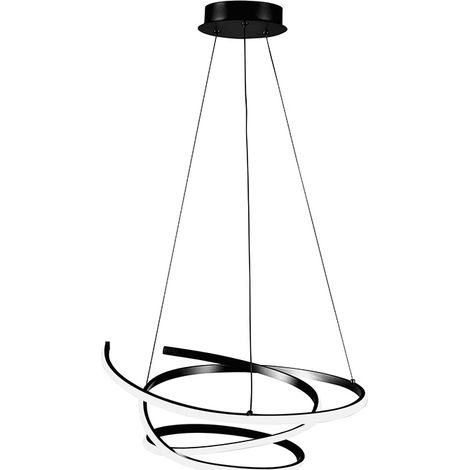 Curvy - Sospensione LED 45W 3000K IP20 con struttura in alluminio finitura nero opaco, design sinuoso e tondeggiante - Rossini Group (1/5)