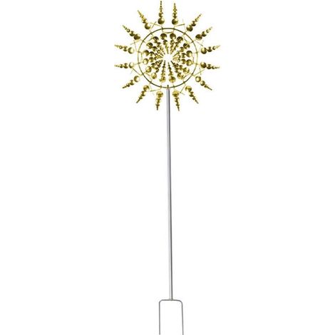 Metallene Windmühle mit Gartenstecker, bewegliche kinetische Skulpturen (Windspinner), goldfarben, Dekoration für Terrasse, Rasen, Garten (1/4)