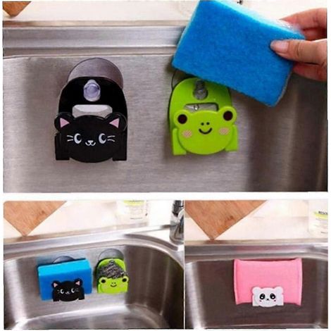 Porte-éponge de cuisine avec ventouse, support de rangement pour évier, organisateur de salle de bain, support multifonctionnel pour évier (1/4)