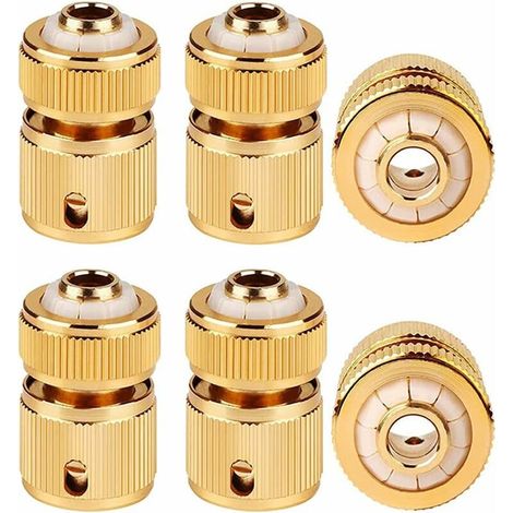 Raccord Tuyau d\'arrosage Laiton Raccord Rapide 1/2" Connecteur Tuyau Eau Dispositif de Passage de l\'eau Guazhuni (6 Pièce ) (1/5)