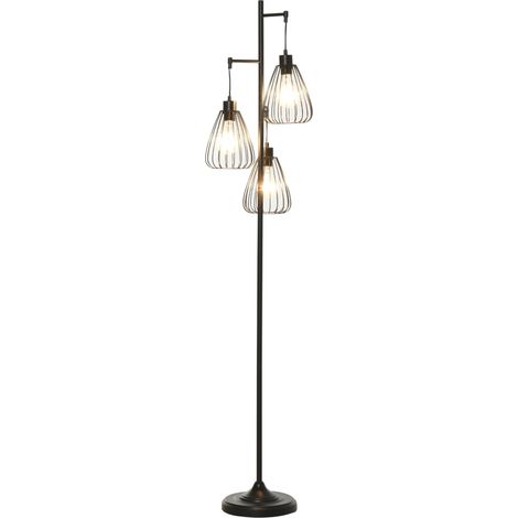 Lampada da Terra Vintage Industriale Metallo Nero Moderna Ф35 x 170cm