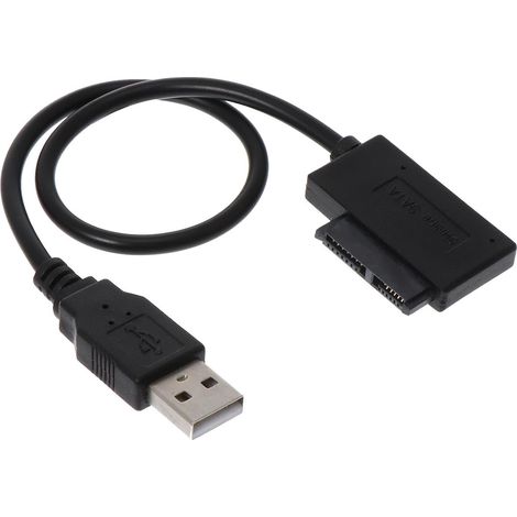 Câble USB 2.0 vers Interface de Disque Dur Léger et Portable en Plastique Noir pour Lecteur Optique Externe D'ordinateur Portable Facile à Transporter (1/5)
