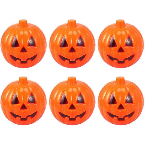 Lot de 6 boîtes de rangement en plastique en forme de citrouille, accessoires pour mini-cadeaux d'Halloween (jaune)-7.00X6.50X6.50CM-Yellow (1/2)