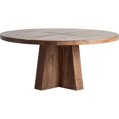 Table de salle à manger brutaliste en bois de sal marron - Bois de sal marron foncé (1/5)