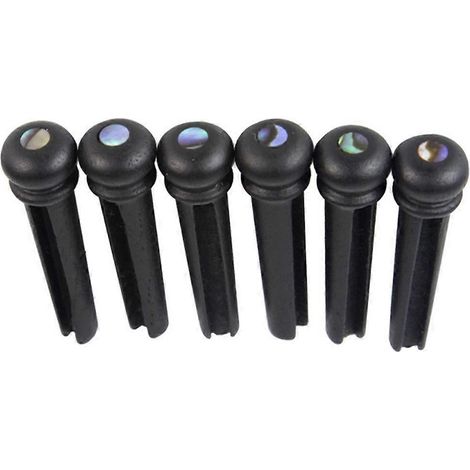 Lot de 6 chevilles de remplacement pour chevalet de guitare, en bois, avec repères de position.-Black (1/3)