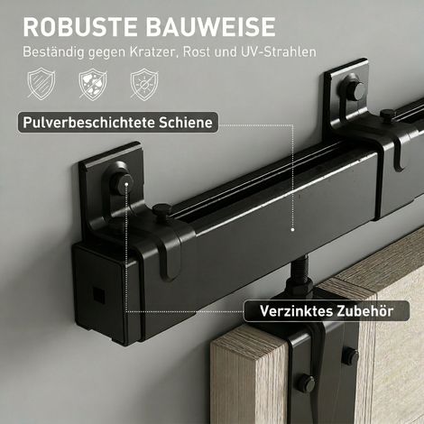 Kit de quincaillerie pour porte coulissante lourde 244 cm noir pour porte simple (1/5)