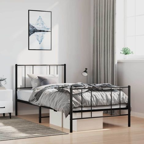 vidaXL Estructura cama sin colchón con estribo metal negro 100x190 cm (1/5)