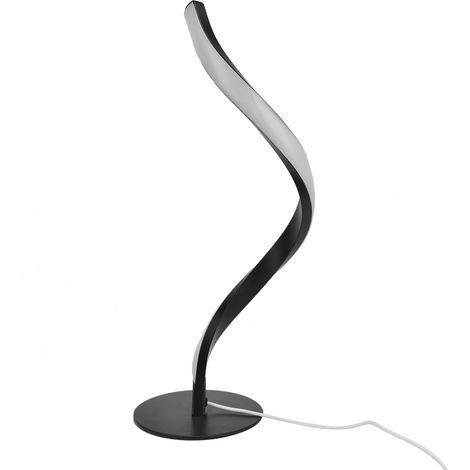 Lampe de table LED spirale, petite lampe de lecture de nuit, pour une utilisation au chevet du lit, prise UE 100-240 V (noire) (1/5)