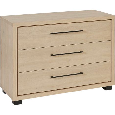 Commode 3 tiroirs aspect bois et noir - LUDY (1/5)