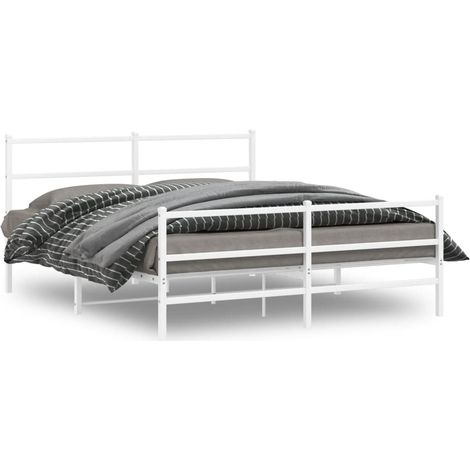 Maison Exclusive - Cadre de lit métal sans matelas et pied de lit blanc 150x200 cm (1/5)