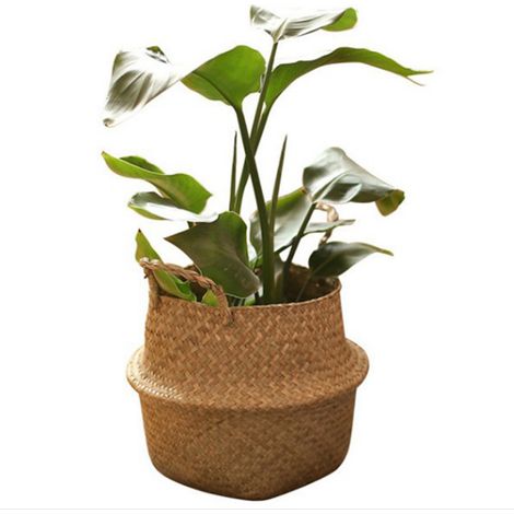 Jardinière ronde tissée à la main, Panier de rangement pour pique-nique, Vase à fleurs pour déco intérieure (1/5)