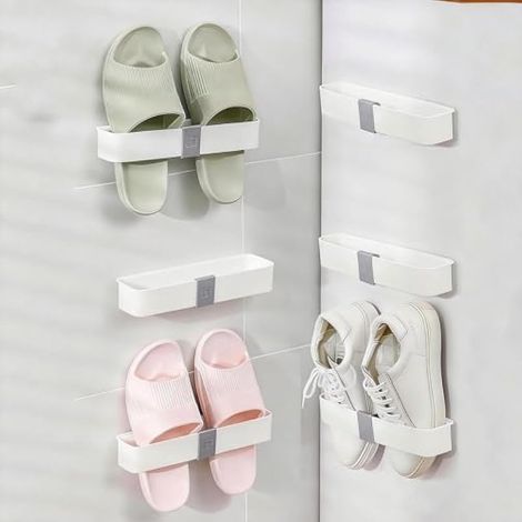 Lot de 6 étagères à Chaussures Murales, Organiseur à Chaussures Suspendu avec Ruban Adhésif, étagère à chaussures à suspendre au-dessus de la porte, étagère à Chaussures Suspendue pour Camping-car (1/5)