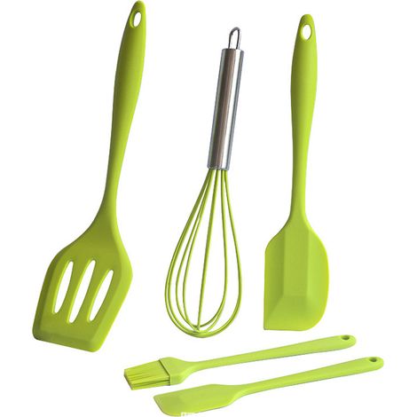Ensemble Ustensiles Cuisine Silicone - Resistance Usure Nettoyage Facile - Pour Casseroles Poêles Pots - Lot De 5 Pieces (1/5)