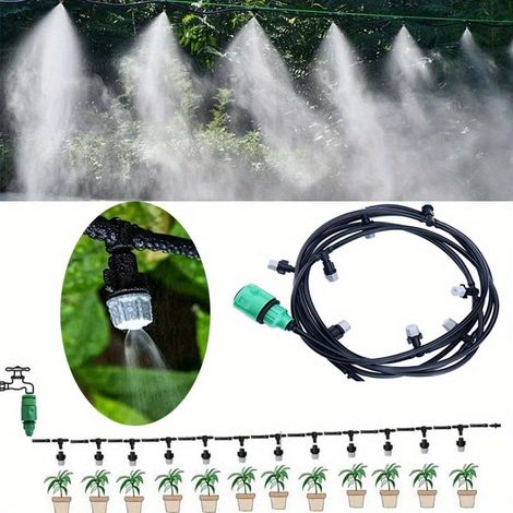 NICOLA Kit d'irrigation goutte-à-goutte par micro-aspersion pour le jardinage, buse rafraîchissante et hydratante pour pelouse, 22 mètres, 20 buses. (1/5)
