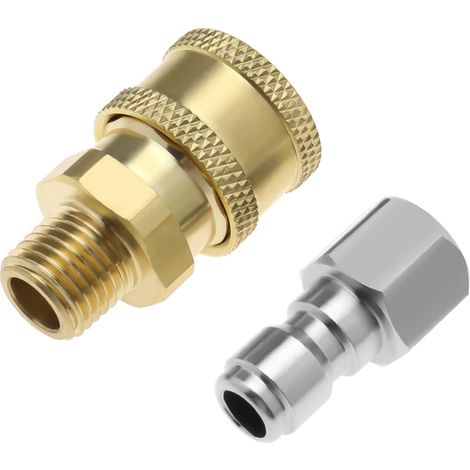 2pcs 1/4 inch High Pressure Washer Couplers Quick Connect to NPT Male Thread High Pressure Washer Quick Fitting Adapter (1/5)