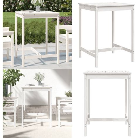 Tavolo da Giardino Bianco 82,5x82,5x110cm Legno Massello Pino - Tavolo da patio - Tavolo in legno massello