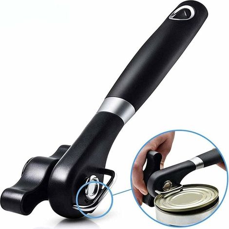 Apriscatole manuale con bordi lisci, senza bordi taglienti con impugnature morbide, apriscatole in acciaio inossidabile per uso alimentare, apriscatole ergonomico professionale per cucina (1/5)