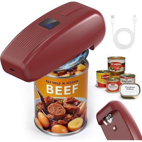 Ouvre-Boîte Électrique Automatique Pour Arthritiques et Seniors - Une Touche Rechargeable Intelligent Rouge (1/5)