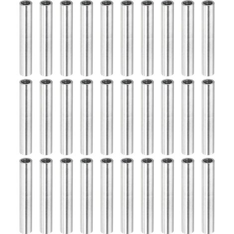 Écrou D'Accouplement Rond, Filetage Femelle M4x0.7mm 35mm(1.38") Manchon Rond Connecteur Tige Barre Tige Tube Écrou Quincaillerie Fixation Lot de 40 (1/4)