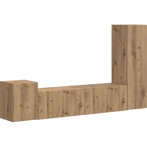 TV-Schrankset Wandmontiert 4 pcs Artisan-Eiche Holzwerkstoff vidaXL