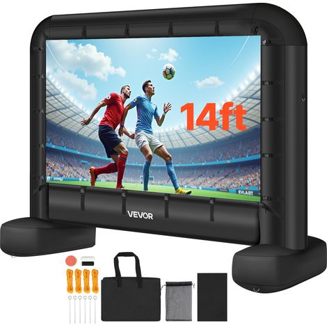 VEVOR Ecran de Projection Gonflable Diagonale de 427 cm, Format 16:9, 600D, Lavable, avec Sac de Rangement Portable, Installation Facile, pour Exterieur, Cinema Maison, Soiree a Theme, Piscine
