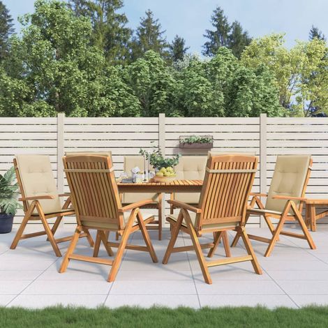 Gartenstühle mit Kissen 6 Stk. Massivholz Teak (1/5)