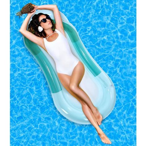 Hamac flottant gonflable, matelas pneumatique en maille semi-submersible, vert, adapté aux fêtes aquatiques d'été pour adultes et , 160 x 90 cm (1/5)
