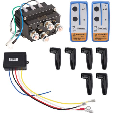 Relais contacteur de treuil électrique 12V 400A avec 6 capuchons de protection pour véhicules ATV UTV 4X4 (1/5)