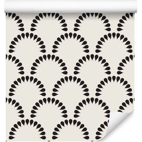 Papel pintado geométrico con flores para salón y dormitorio, 50x1000 cm. (1/5)