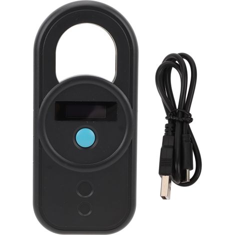 Lector de microchips para mascotas, interfaz USB, alta sensibilidad, portátil y recargable, capacidad de almacenamiento de 128 datos, lector de identificación RFID para mascotas, color negro. (1/5)