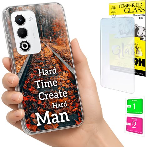 Custodia per Oppo A5 5G, cover posteriore con vetro temperato 9H. (1/5)