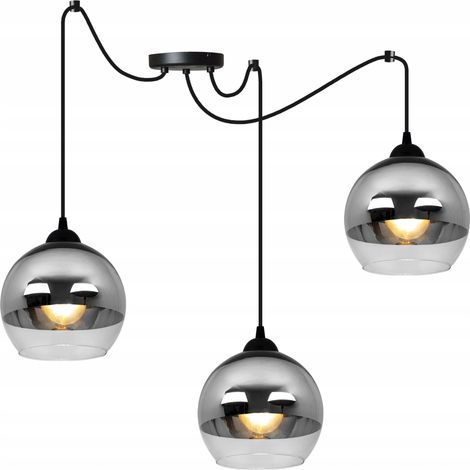 Suspension élégante en forme de boule araignée, chromée, LED (1/5)