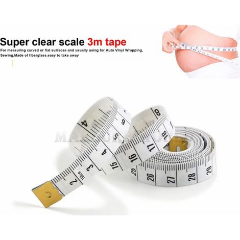 Mètre ruban souple et résistant de 3 mètres (300 cm) de haute qualité pour la couture et la prise de mesures corporelles. (1/5)